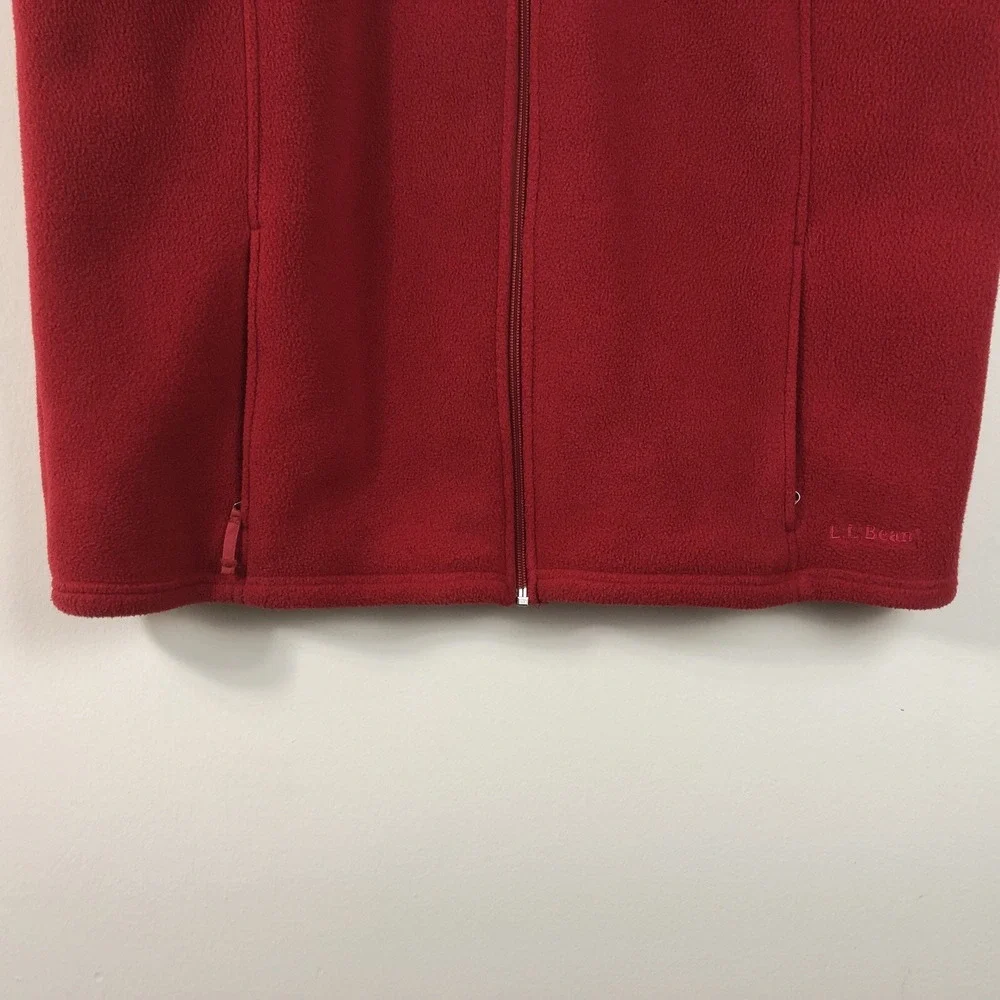 L.L. Bean Polartec Full Zip Fleece Vest Mens Sz L Red Pockets Comfortable